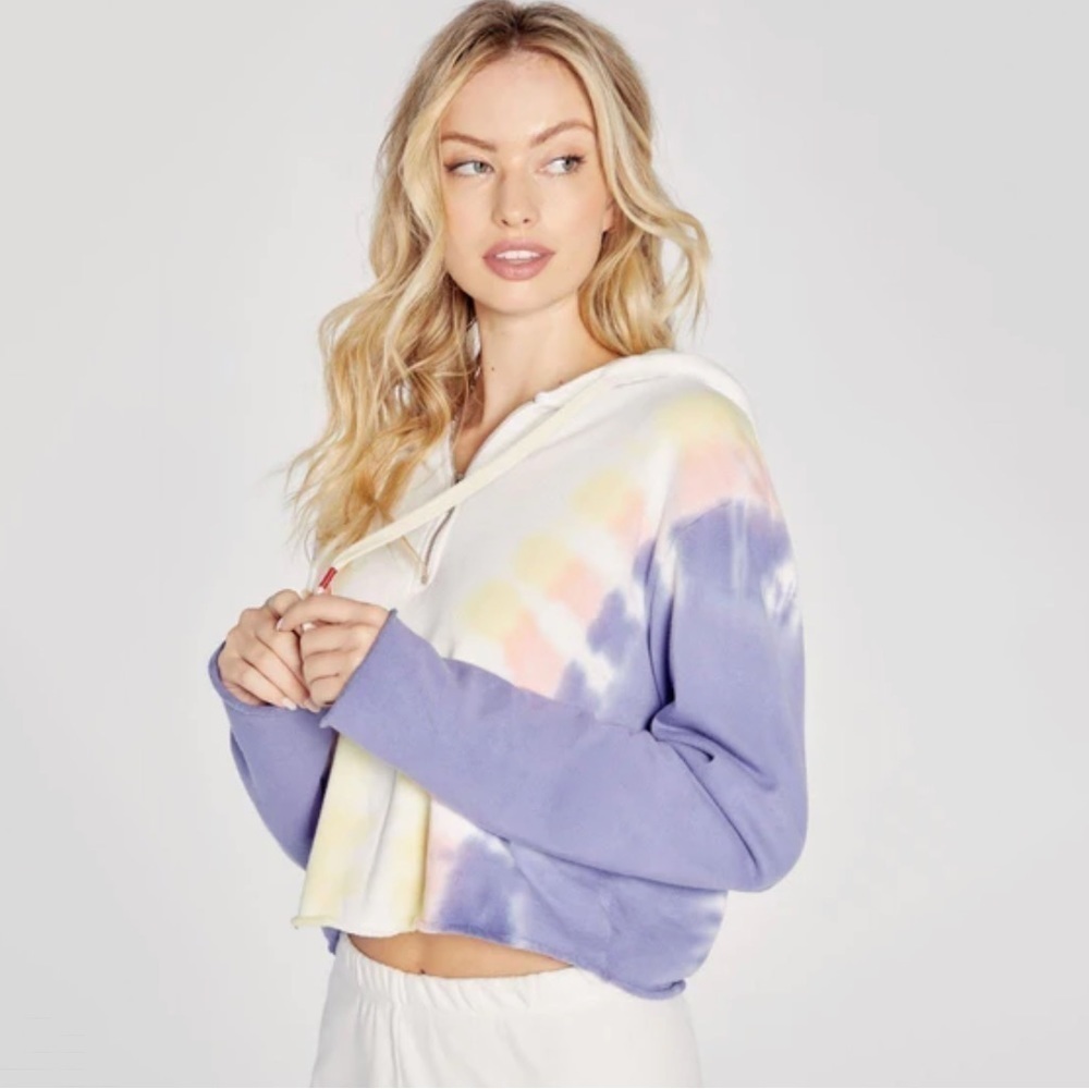 NWT Wildfox Hadley 1/2 Zip Tie Dye Pullover Hoodie Sweatshirt